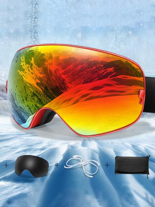 Unisex Sporty Ski Goggles, Ski Goggles with Replacement Lens, UV 400 Protective Skiing Goggles, Fashion Accessories for Outdoor Sports