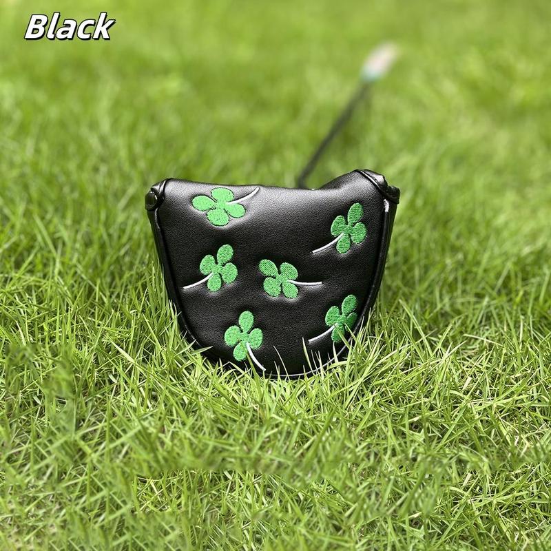 Four Leaf Clover Pattern Golf Putter Cover, Waterproof PU Leather Golf Head Cover, Golf Club Cover, Golf Accessories for Men & Women