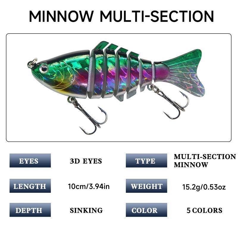 Fishing Lure with Box, 5 Counts Multi Segment Jointed Hard Bait with Hook, Wobblers Swimbait Crankbait Swim Bass for Pike Sinking