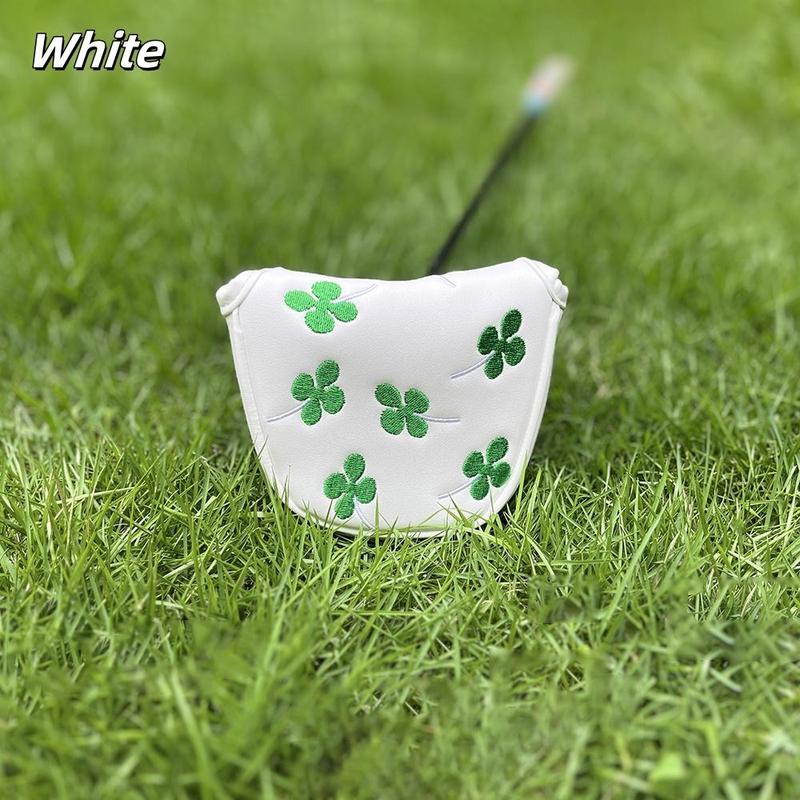 Four Leaf Clover Pattern Golf Putter Cover, Waterproof PU Leather Golf Head Cover, Golf Club Cover, Golf Accessories for Men & Women