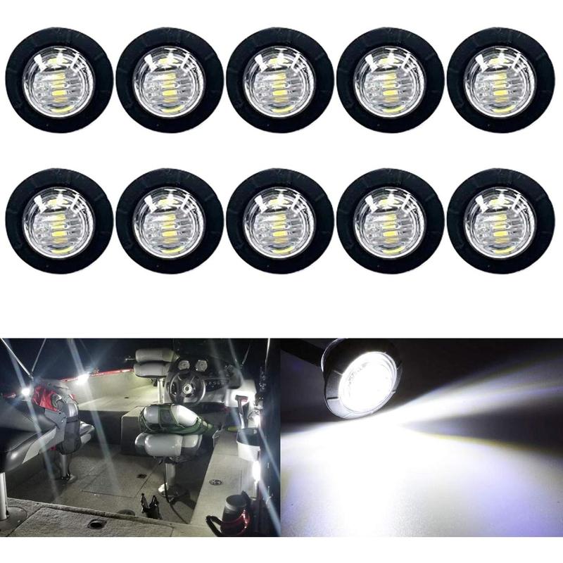 10 count Waterproof Marine Boat LED Lights, LED Underwater Lighting, Utility Led Interior Lights Navigation Lights Deck Courtesy Lights 12V for Yacht Boat Fishing Pontoon Sailboat Kayak (White)