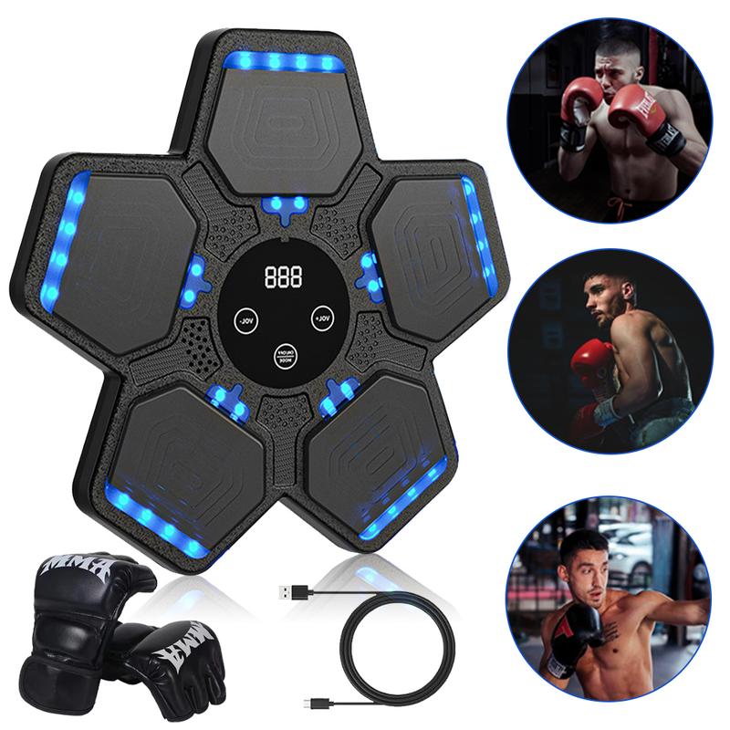 QJB-22 Music Boxing Machine with Boxing Gloves 2024, Wall Mounted Boxing Machine with LED, Music Boxing Target Bluetooth Workout Punching Equipment for Adult(Upgrade)