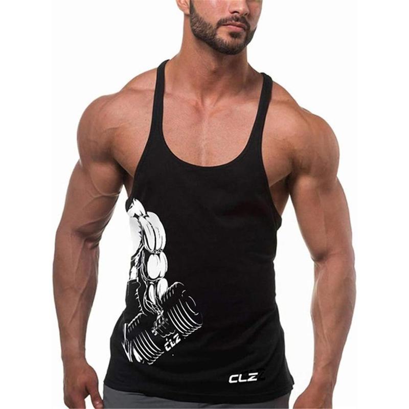 Men's Gym Stringer Tank Tops Y-Back Workout Muscle Tee Sleeveless Fitness Bodybuilding T Shirts