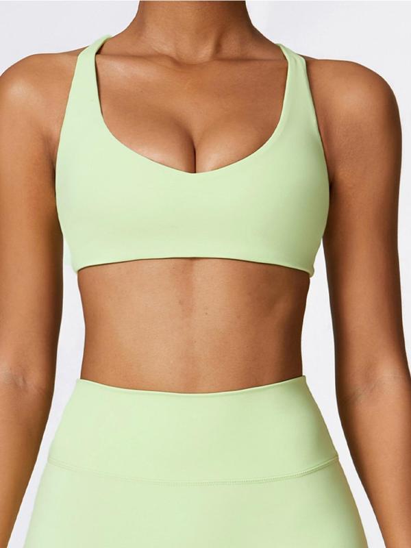 Women's Solid Wireless Sports Bra, Breathable Comfortable Sports Bra, Pickleball Tennis Bras, Back To School Clothes, Ladies Sportswear for Indoor Outdoor Wear, 2000s Outfits, Fall Clothes