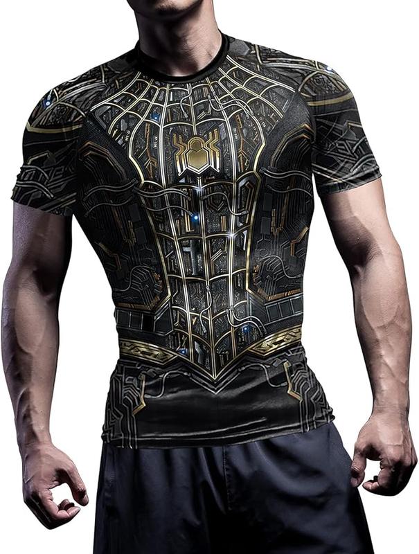 3D Superhero Spider Compression Long  Short Sleeve T- Shirt for Sport Exercise  Cosplay Fitness Gym Tops