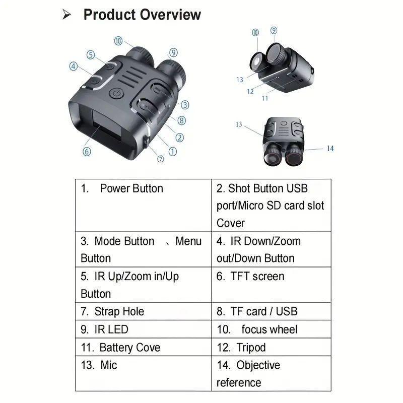 1080p Binocular Infrared Night-vision Binoculars, Day Night Use Photo Video Taking Digital Zoom 5X Binocular Night-vision Goggles, Camping Essentails