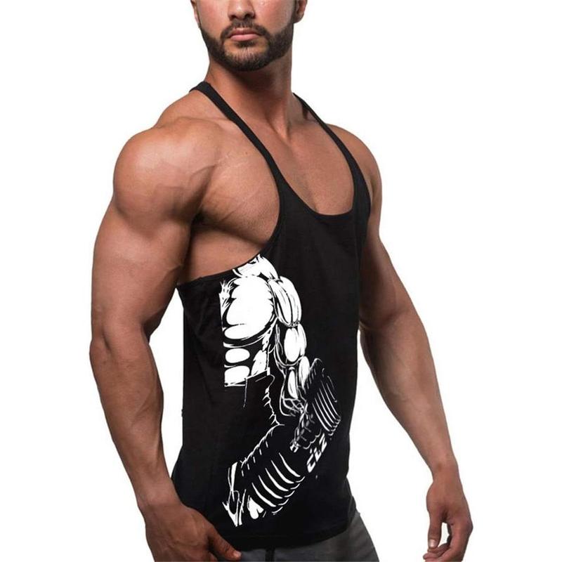 Men's Gym Stringer Tank Tops Y-Back Workout Muscle Tee Sleeveless Fitness Bodybuilding T Shirts