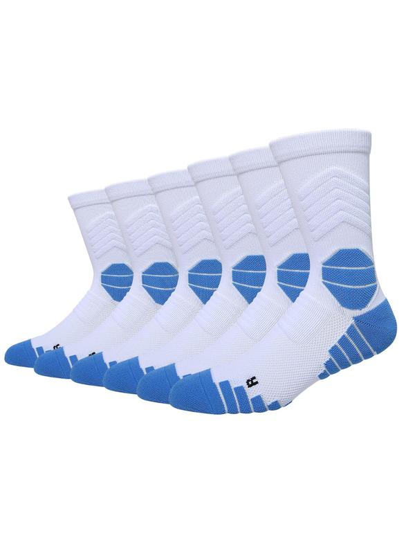 Unisex's Plain Athletic Socks, Cushioning Performance Crew Socks, Breathable Comfortable Sports Socks for All Seasons