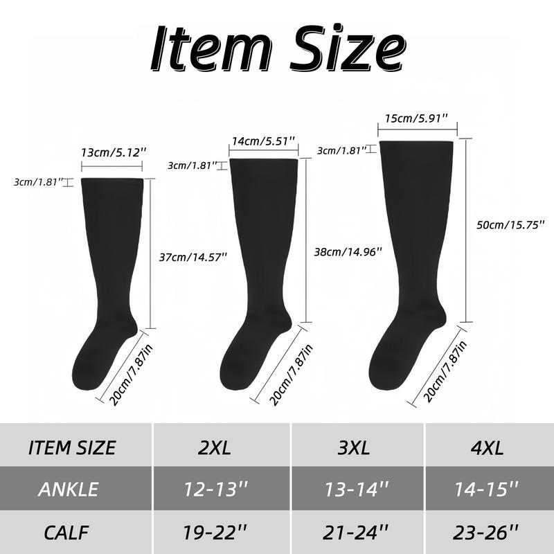 ISUNIE 3 Pairs Plus Size Sports Socks Striped socks for Women & Men Wide Calf Sports Socks Support for Running christmas sock