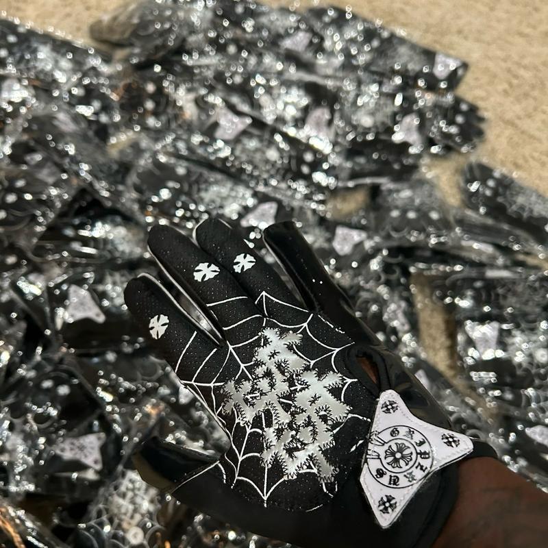 Spooky spider football gloves