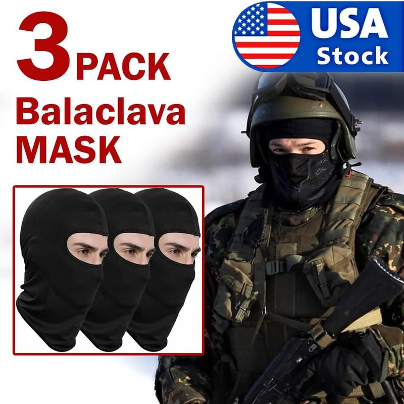 3-Pack Balaclava  Mask One Hole Ski Mask Summer Cooling   Gaiter Full   Cap  Scarf for Men Women Black