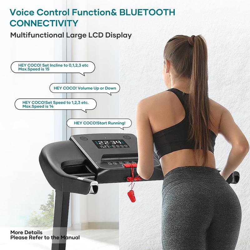 Treadmill with Auto Incline Bluetooth Voice Control 17