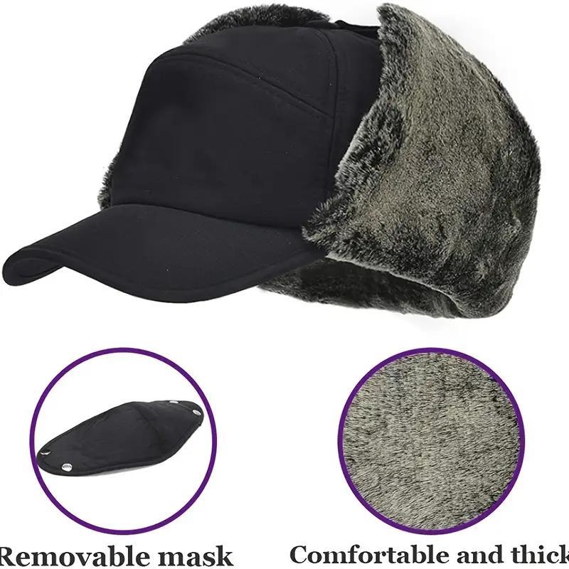 Winter Outdoor Face Mask Hat, 1 Count Windproof & Warm Hat, Detachable Mask Thermal Cap For Men & Women