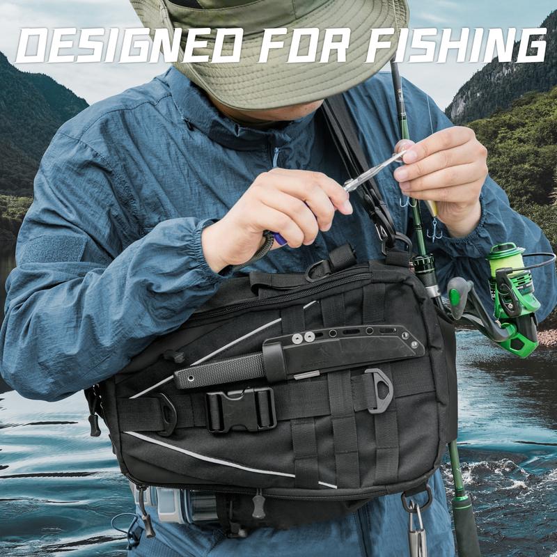 Fishing Backpack Tackle Sling Bag - Fishing Backpack with Rod Holder - Tackle Box Fly Fishing Gifts for Men Women