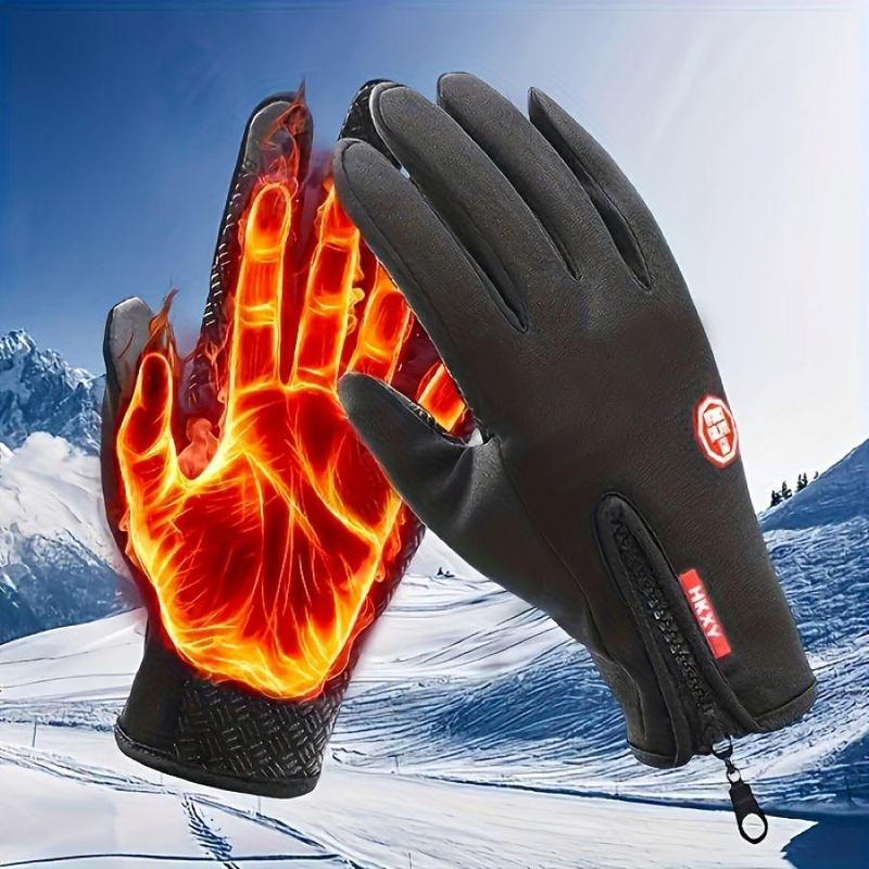 Outdoor Cycling Gloves, 2 Pairs Winter Warm Waterproof Gloves, Windproof & Non-slip Touch Screen Gloves for Outdoor Sports, Fishing, Autumn Travel