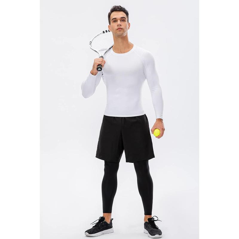 Men's Compression Shirt Long Sleeve Athletic Workout T-Shirts Top Active Sport Baselayer Undershirt Gear Shirt Dry Fit