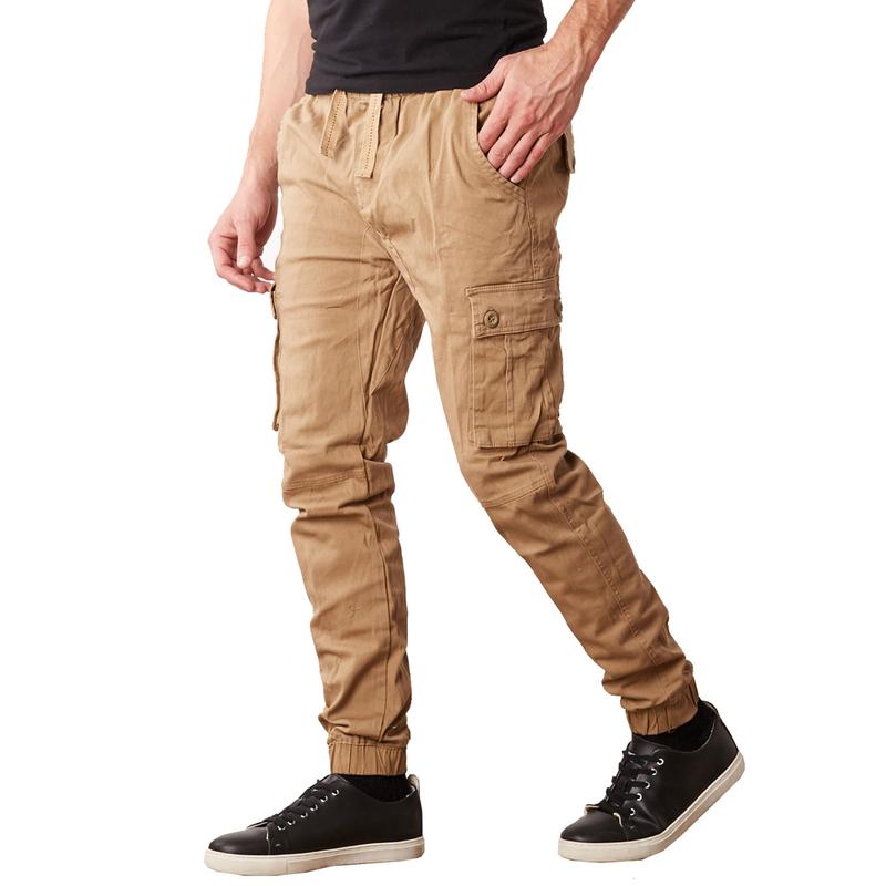 Men's Cargo Pocket Stretch Twill Jogger Pants with Four Pockets