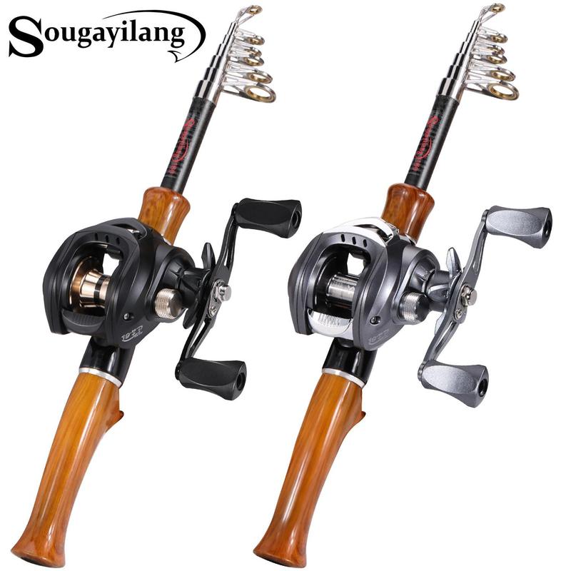 Fishing Rod & Baitcasting Fishing Reel Combo, 2 Counts set Telescopic Fishing Rod & Baitcasting Fishing Reel, Fishing Tackle for Beginner, Fishing Equipment