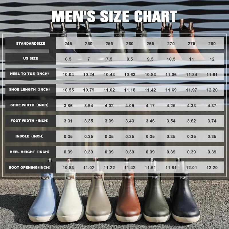 Men’Deck Boots, Deck Shoes Waterproof Boots, Saltwater Fishing Ankle Boots, Non-Slip Rubber Muck Boots for Gardening Boating Camping Sailing Fishing