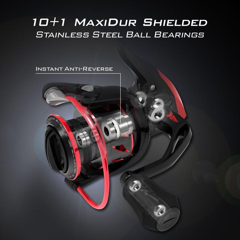 KastKing Sharky III Fishing Reel - New Spinning Reel - Carbon Fiber 39.5 LBs Max Drag - 10+1 Stainless BB for Saltwater or Freshwater - Oversize Shaft - Super Value!