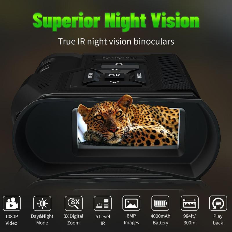 FHD Digital Infrared Night Vision Binocular, 10x Optical Zoom Night Vision Goggles, IR Adjustable Night Vision Binoculars with 3inch Screen & 32GB TF Card, Christmas Gift, Best Friend Gifts