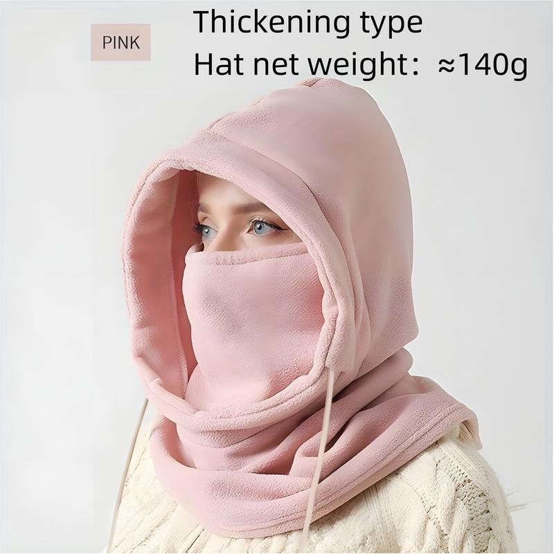 Winter Drawstring Balaclava Windproof Ski Mask Solid Color Cycling Neck Gaiter Outdoor Coldproof Face Covering Hooded Scarf For Women Men