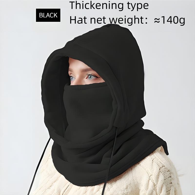 Winter Drawstring Balaclava Windproof Ski Mask Solid Color Cycling Neck Gaiter Outdoor Coldproof Face Covering Hooded Scarf For Women Men