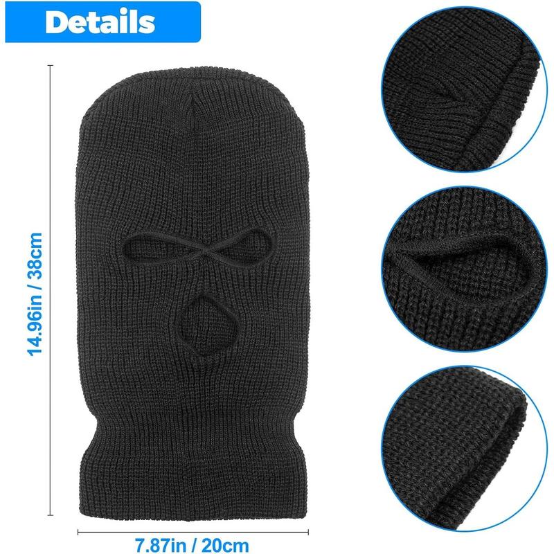 Winter Balaclava Cap Knitted Face Cover for Winter Outdoor Sports 3-Hole Full Face Mask Cover Ski Mask  Black Thanksgiving, Christmas, New Year Gift