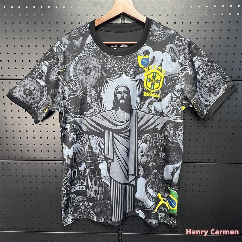 24 25 Brazil Savior Black Jersey 5 Star Special Edition Soccer Jersey