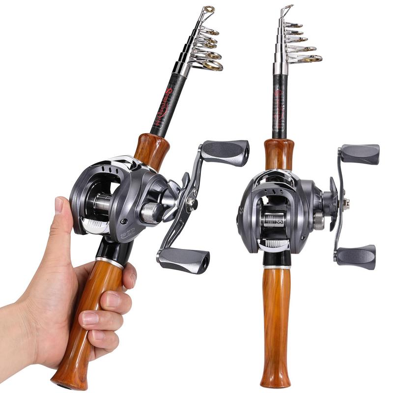 Fishing Rod & Baitcasting Fishing Reel Combo, 2 Counts set Telescopic Fishing Rod & Baitcasting Fishing Reel, Fishing Tackle for Beginner, Fishing Equipment