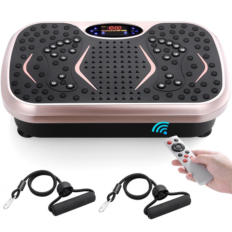 Pirecart 3D Vibration Plate Exercise Machine Full Body Workout Home Platform with Remote Control, Acupressure Nodes, 2 Resistance Bands