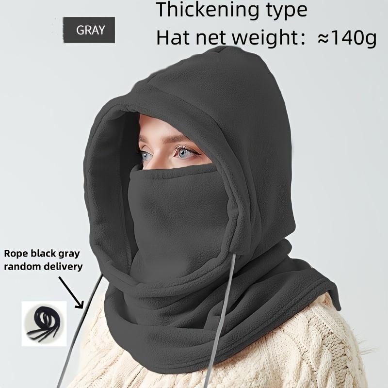 Winter Drawstring Balaclava Windproof Ski Mask Solid Color Cycling Neck Gaiter Outdoor Coldproof Face Covering Hooded Scarf For Women Men