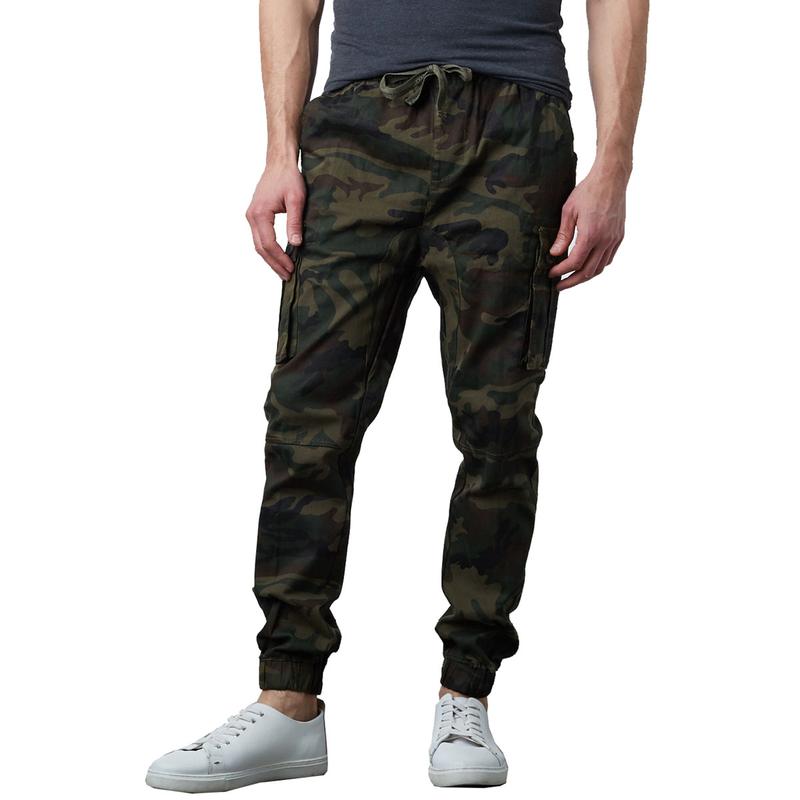 Men's Cargo Pocket Stretch Twill Jogger Pants with Four Pockets