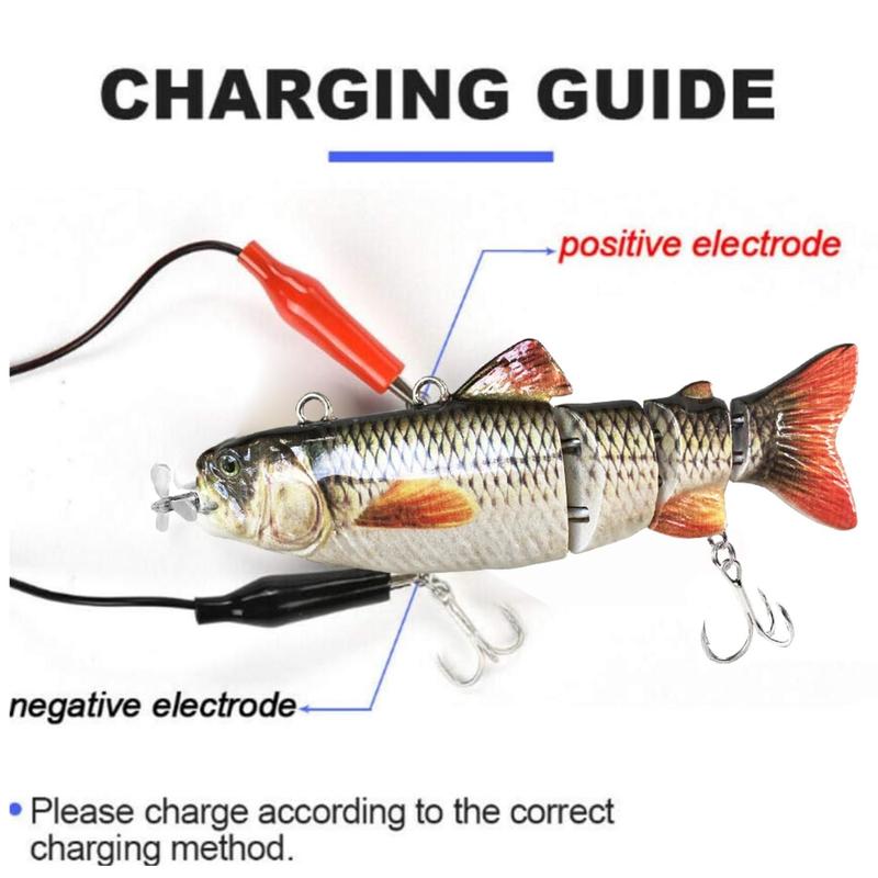 Electric Fishing Lure, Rechargeable LED Lighted Electric Spinner Fishing Lure with Hook & Float & Storage Box, Multi Jointed Swimbaits Hard Lures Fishing Tackle, Fishing Equipment, Christmas, Christmas Gift