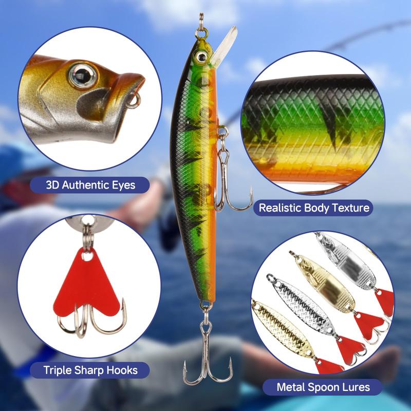 Fishing Themed Advent Calendar, 24pcs set Christmas Countdown Fishing Lures Tackle Set, Christmas Surprise Gift for Father Granpa Brother Boyfriend