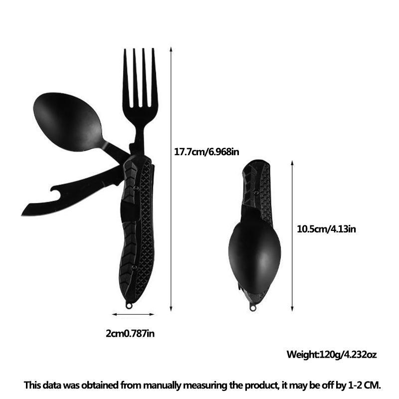 Multifunctional Folding Fork & Spoon Set, Stainless Steel Fork & Spoon, Portable Outdoor Kitchenware for Camping Hiking