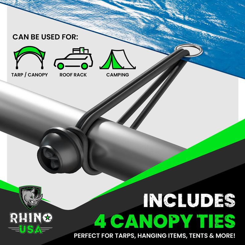 Rhino USA Bungee Cords with Hooks - Heavy Duty Outdoor 28pc Assortment with 4 Free Tarp Clips, Drawstring Organizer Bag, Canopy Ties & Ball Bungees