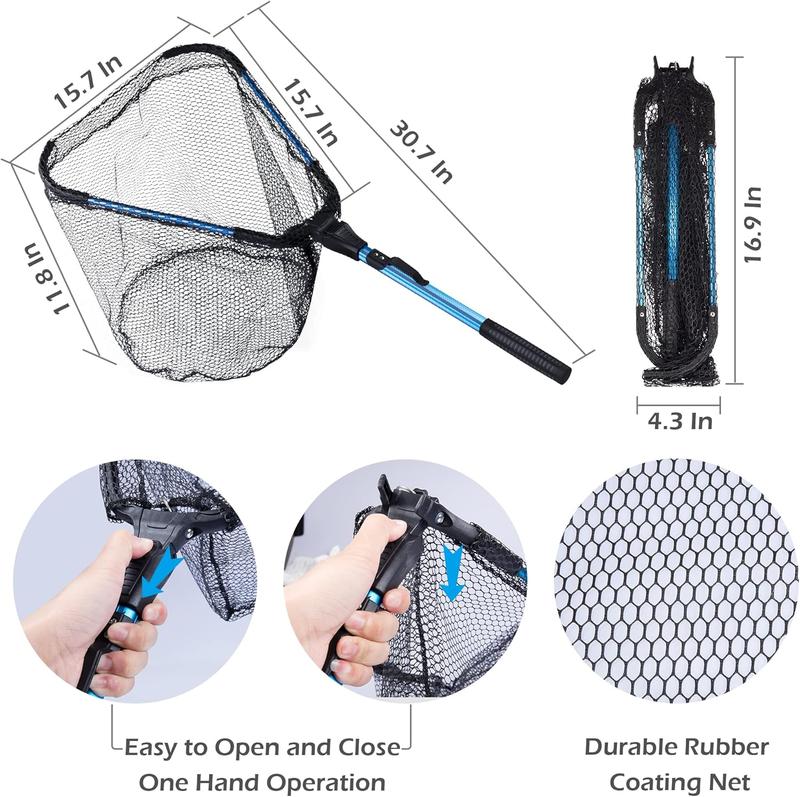 Fishing Landing Net, Fishing Pliers, Hook Remover, Fish Gripper Kit,Kayak Accessories for Fishermen