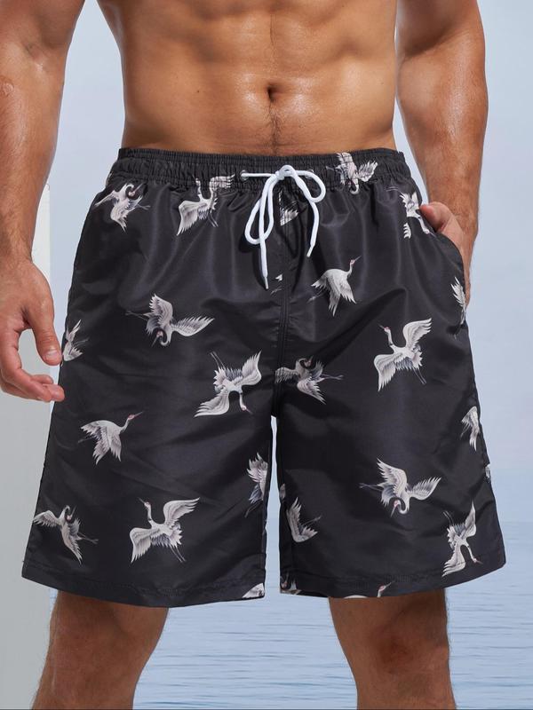 Men Swim Trunks Drawstring Waist Beach Shorts, Regular Fit Casual Pocket Grommet Eyelet Gym Shorts for Men Summer, Fashion Men's Swimwear for Beach Vacation