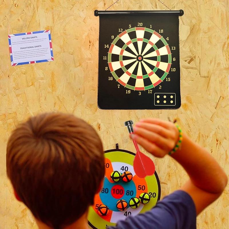 Magnetic Safe Dart Board 15'' for  and Adults - Double-Sided Dartboard with 12 Darts