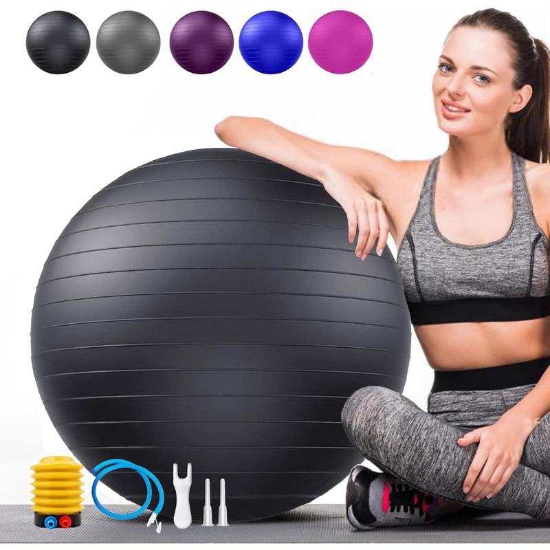 Soft Exercise ball, Anti-Burst Yoga Ball Chair Supports 2200lbs, Stability Swiss Ball w  Pump for Pregnancy Birthing, Excersize, Workout, Fitness, Balance, Gym, Physio, Abs (Office & Home & School)