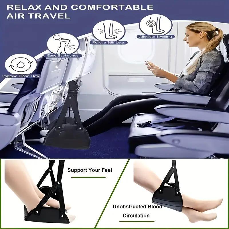 Portable Adjustable Airplane Footstool, 1 Count Hammock Design Comfort Travel Footrest, Travel Footrest for Home, Office, and Travel