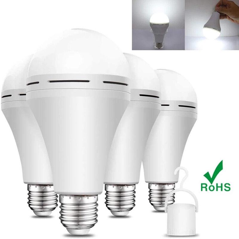 Emergency Lights, Outdoor Camping Lights ,Easy To Carry,4Pcs LED Rechargeable Emergency Light Bulb 60W Equivalent 1200mAh Battery Backup