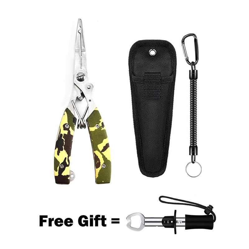 Fishing Pliers - Upgraded Multi-Function Hook Remover with Freebie Fish Lip Gripper Split Ring Pliers for Fly Fishing Ice Fishing