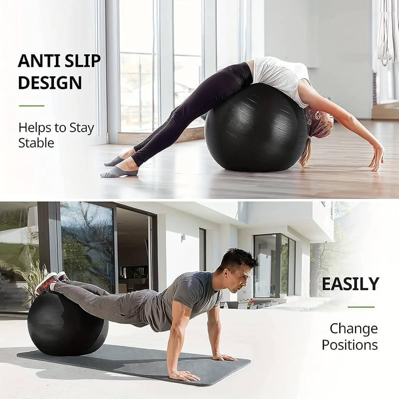 Exercise Ball Yoga Ball, Thick Anti-Slip Pilates Ball for Pregnancy Birthing, Workout and Core Training, Anti-Burst Fitness Ball with Air Pump, Suitable for Home Gym Office.