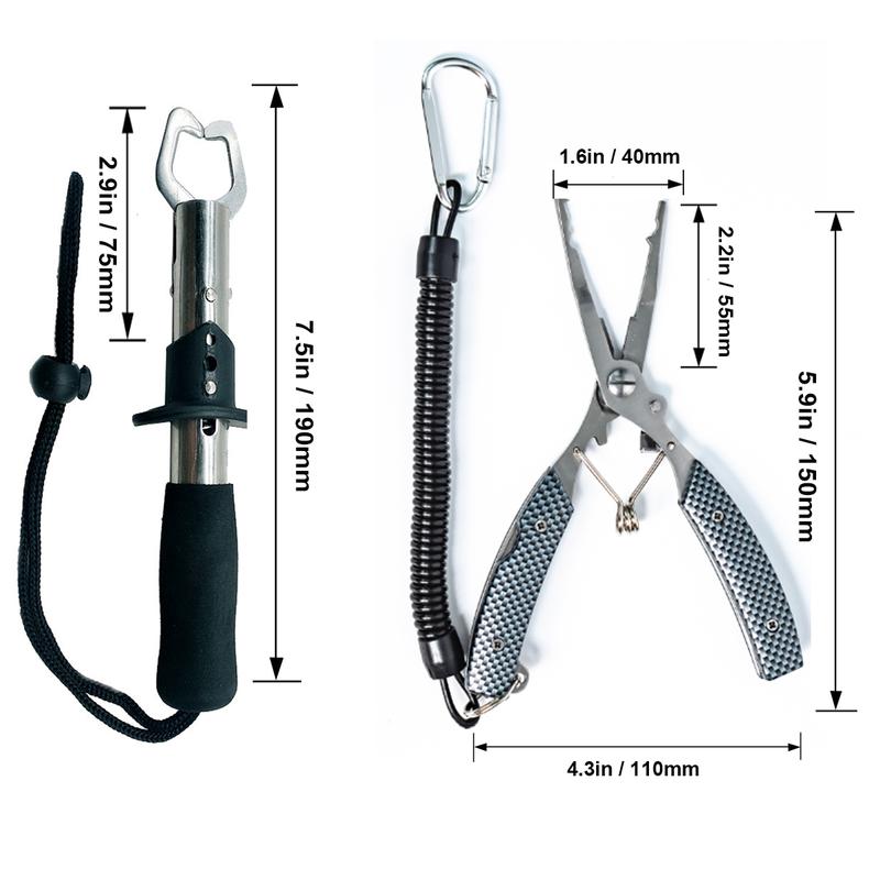 Fishing Pliers - Upgraded Multi-Function Hook Remover with Freebie Fish Lip Gripper Split Ring Pliers for Fly Fishing Ice Fishing