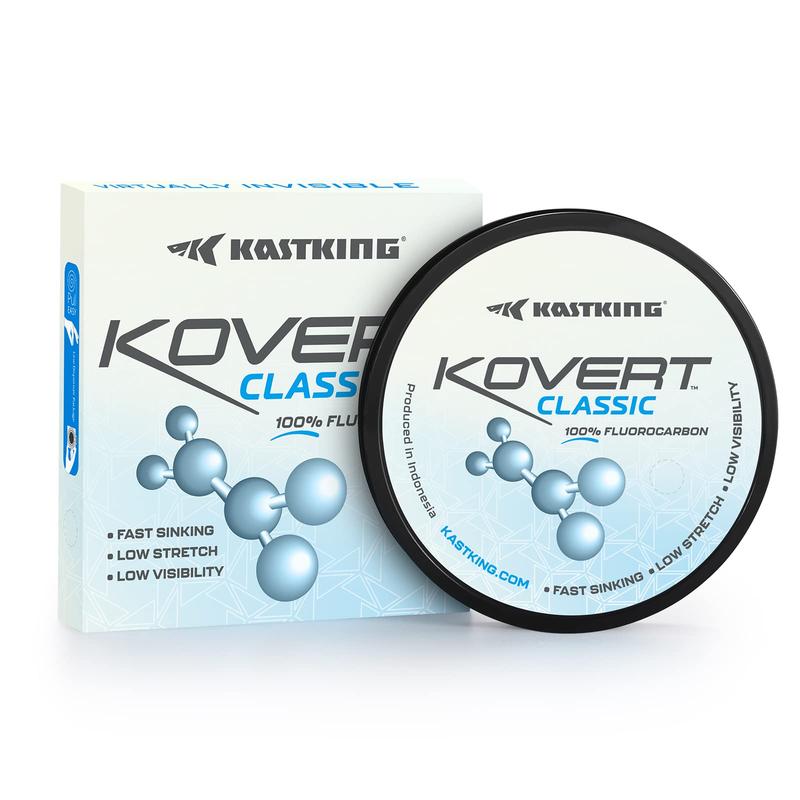 KastKing Kovert Classic 100% fluorocarbon Fishing line, Line or Leader Material, High Clarity, Low Visibility, Highly Abrasion Resistant, Fast Sinking, Great Handling, 125 & 250 Yard Spools