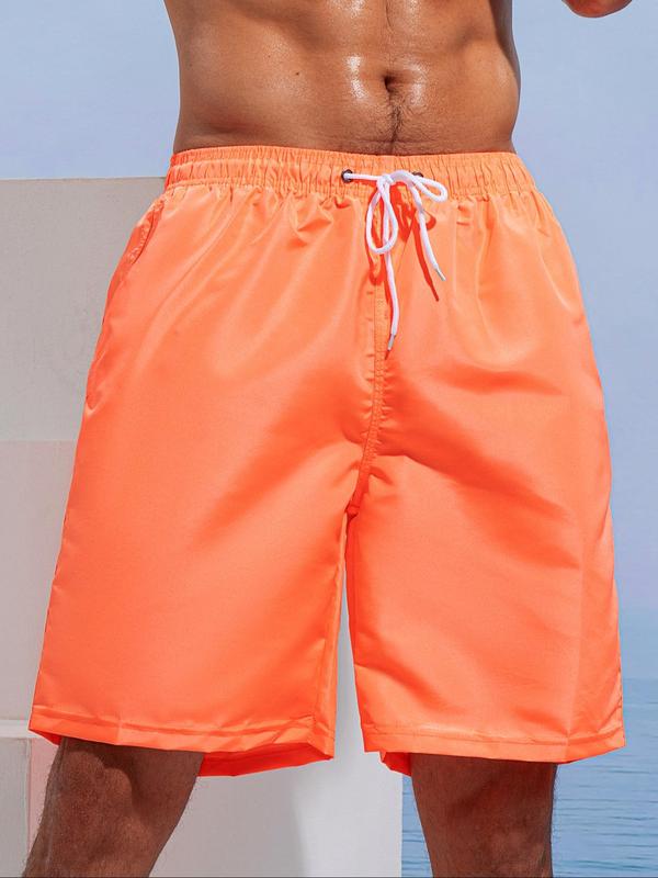 Men Swim Trunks Drawstring Waist Beach Shorts, Regular Fit Casual Pocket Grommet Eyelet Gym Shorts for Men Summer, Fashion Men's Swimwear for Beach Vacation