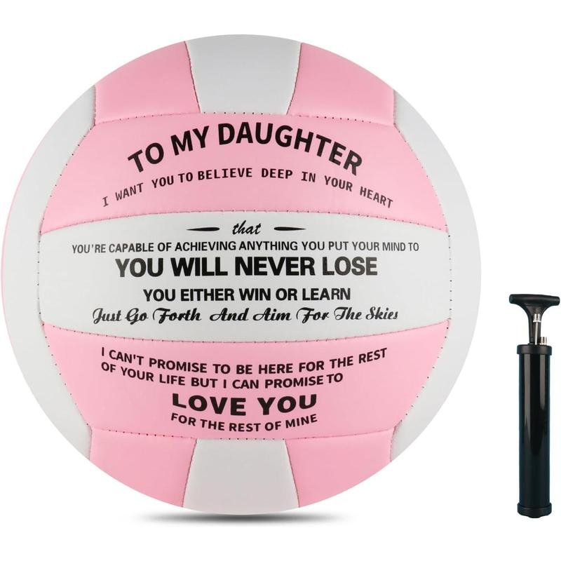 Volleyball Gift for Daughter Personalized Indoor Outdoor  Balls,Engraved Message Volleyballs Official Size 5 Birthday Presents from Mom Dad,with Pump