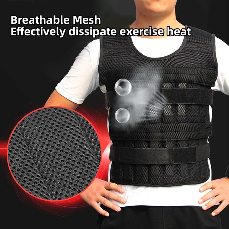 Adjustable Weighted Vest Weight Jacket Oxford Exercise Weight Loading Cloth Strength Training 50kg Max. Load (Empty)